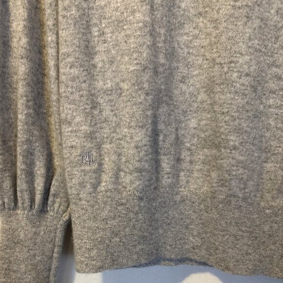 Lauren Ralph Lauren Washable 100% Cashmere Gray Turtleneck Sweater M Luxury - Picture 7 of 8